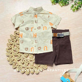 Conjunto para Niño Camisa Letras y Bermuda con Cinturón Beige